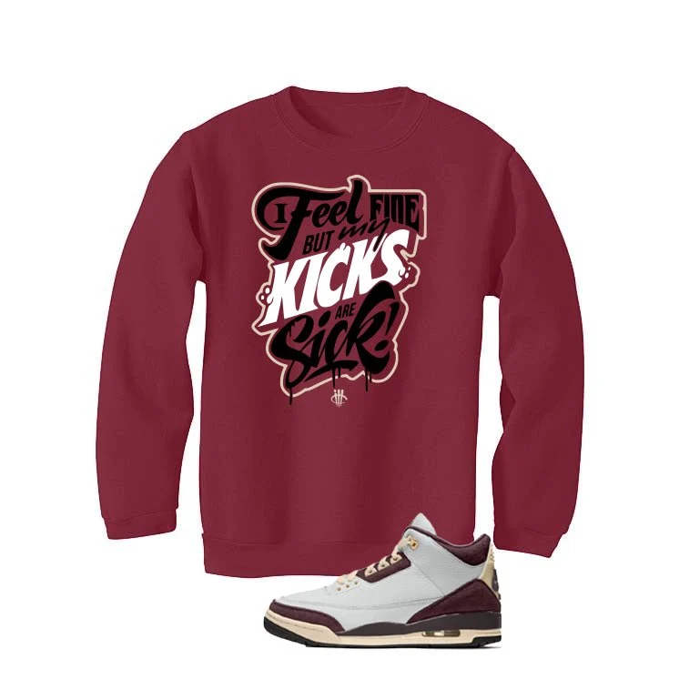 A Ma Maniere x Air Jordan 3 Burgundy Crush Maroon T-Shirt (Kicks Are Sick)| illcurrency - Image 3