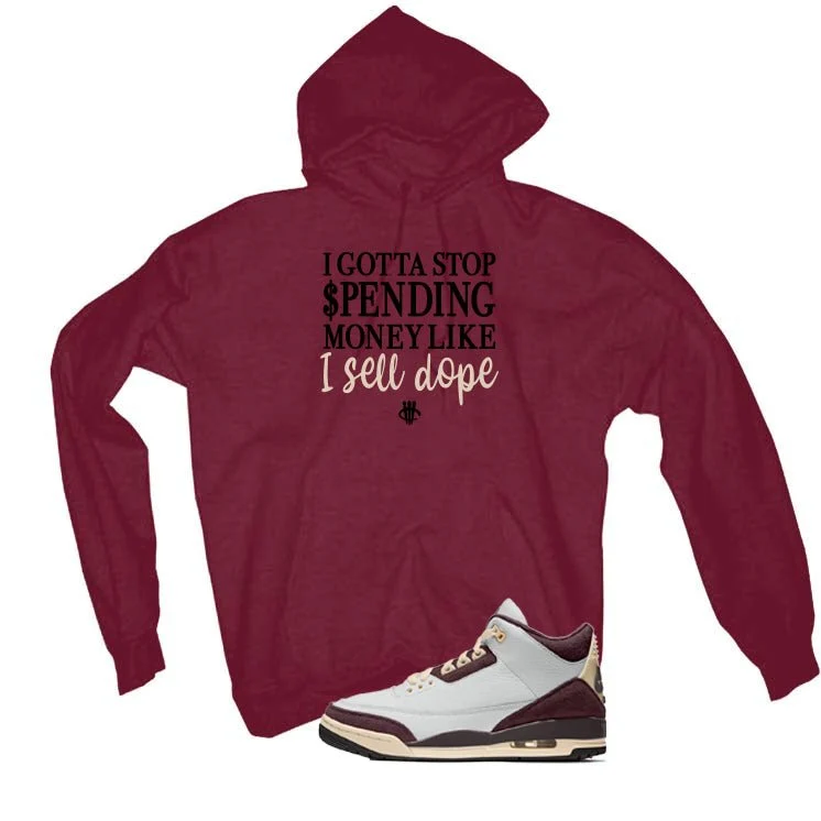 A Ma Maniere x Air Jordan 3 Burgundy Crush Maroon T-Shirt (STOP SPENDING MONEY)| illcurrency - Image 3