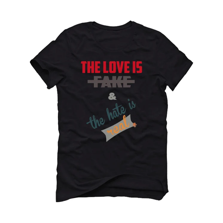 Adidas Yeezy Boost 700 “Hi-Res Red” | illcurrency Black T-Shirt (The Love is fake) - Image 2