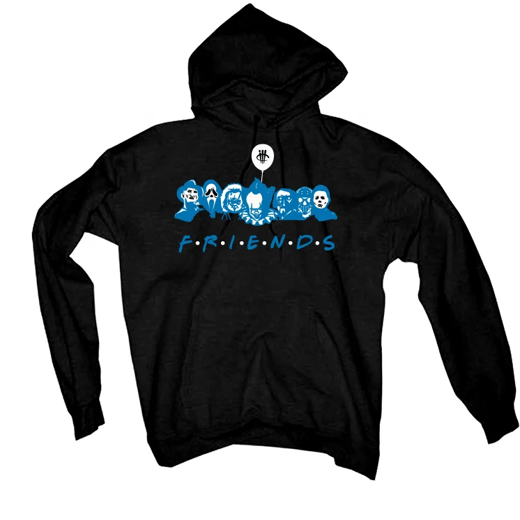 Air Jordan 1 “Dark Marina Blue” Black T-Shirt (F R I E N D S) - Image 3
