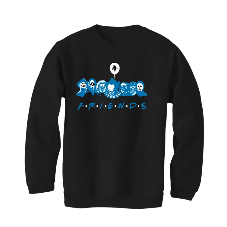Air Jordan 1 “Dark Marina Blue” Black T-Shirt (F R I E N D S) - Image 4