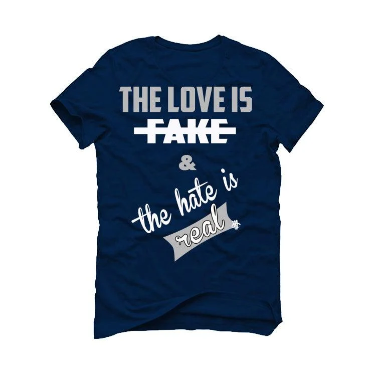 Air Jordan 1 High ‘85 “Georgetown” Navy Blue T-Shirt (Love Is Fake) - Image 2