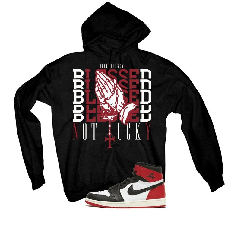 Air Jordan 1 High OG Black Toe Reimagined Black T-Shirt (Blessed not lucky)| illcurrency - Image 3