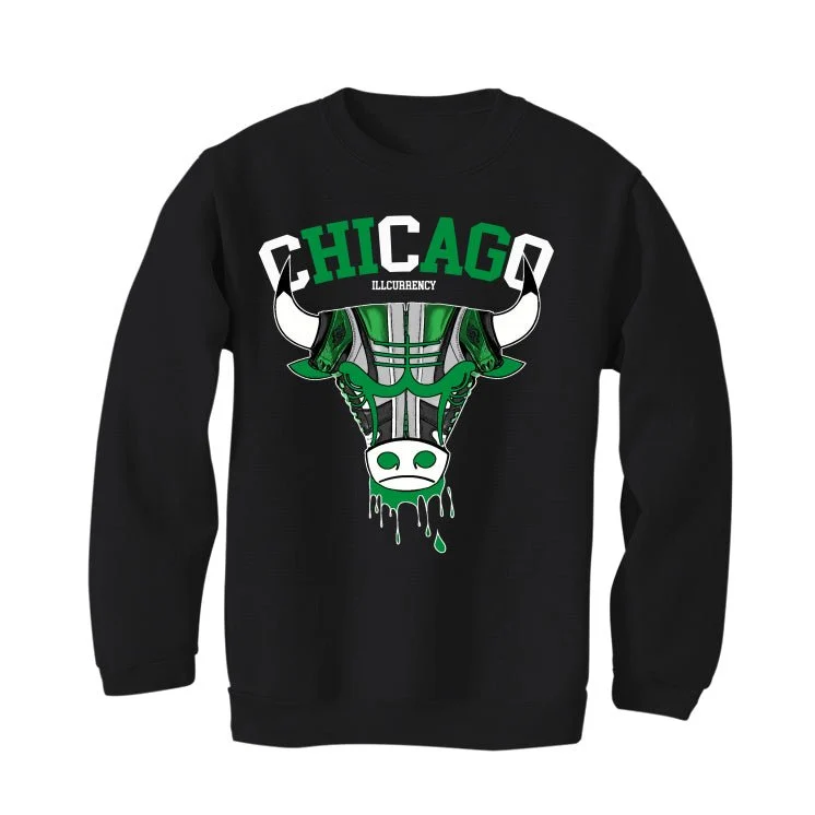 Air Jordan 1 High OG “Lucky Green” | illcurrency Black T-Shirt (Bulls head chicago) - Image 4