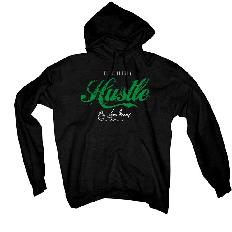Air Jordan 1 High OG “Lucky Green” | illcurrency Black T-Shirt (Hustle By Any Means) - Image 3