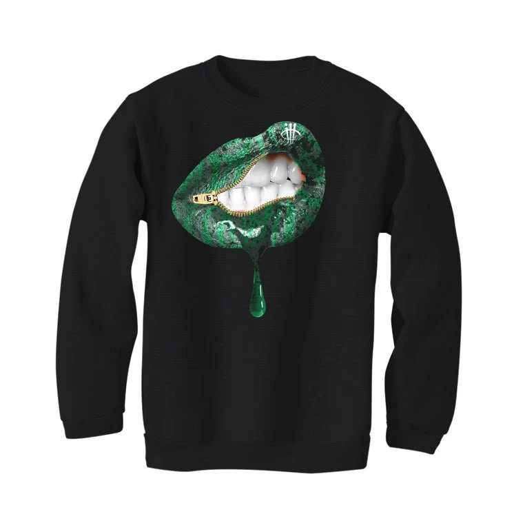 Air Jordan 1 High OG “Lucky Green” | illcurrency Black T-Shirt (LIPS UNSEALED) - Image 4