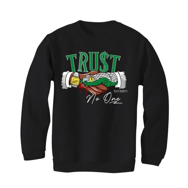 Air Jordan 1 High OG “Lucky Green” | illcurrency Black T-Shirt (TRUST NO ONE) - Image 4