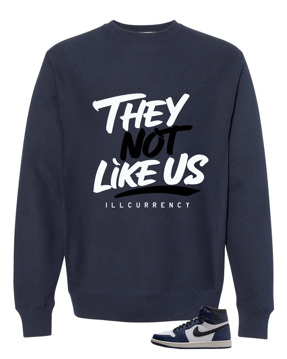 Air Jordan 1 High OG Midnight Navy Navy Blue T-Shirt (They not like us)| illcurrency - Image 4