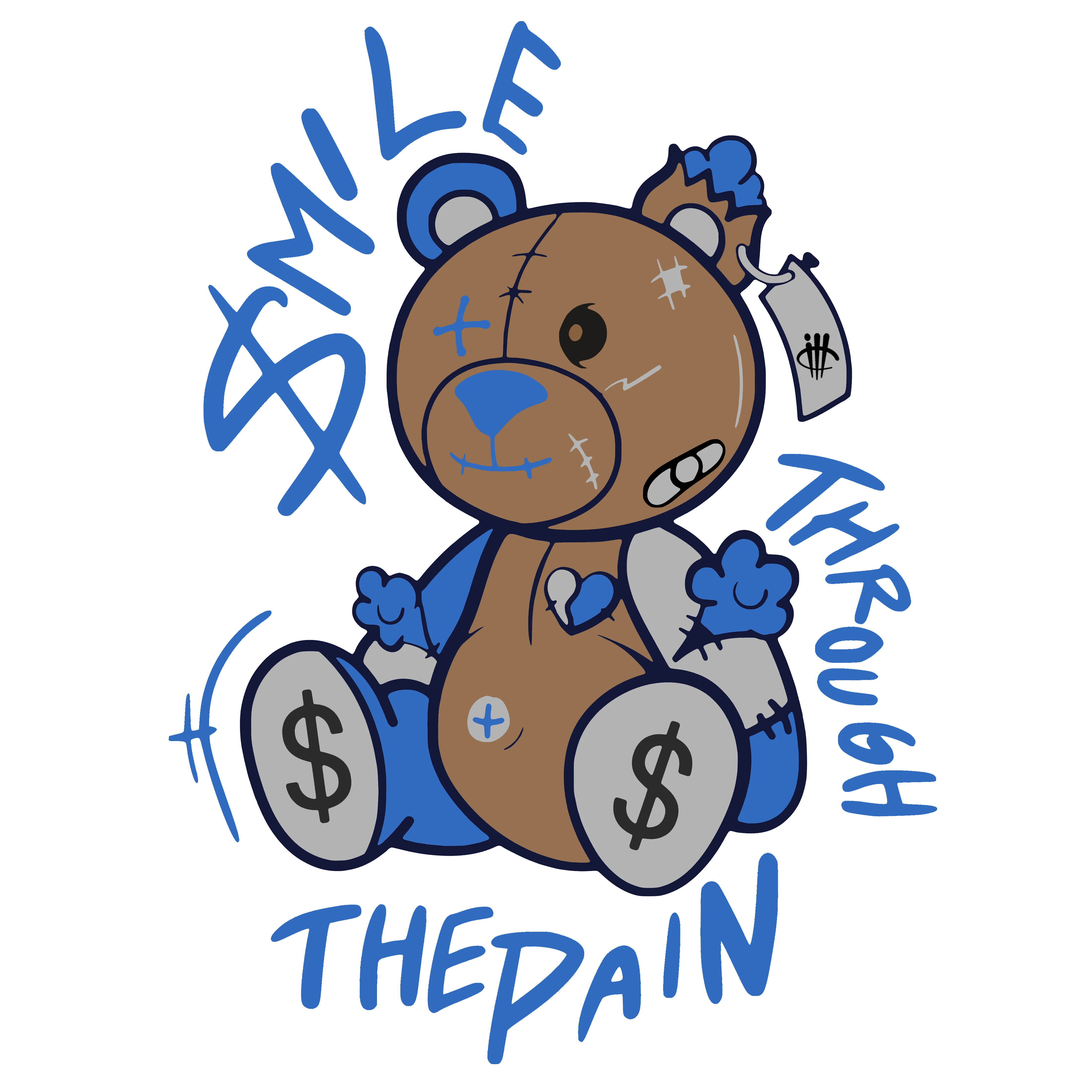 Air Jordan 1 High OG True Blue - Black T-Shirt (SMILE)
