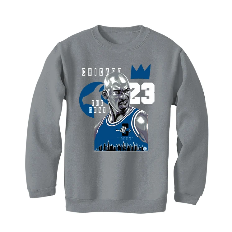 Air Jordan 1 High OG “True Blue” Grey T-Shirt (The Goat) - Image 3