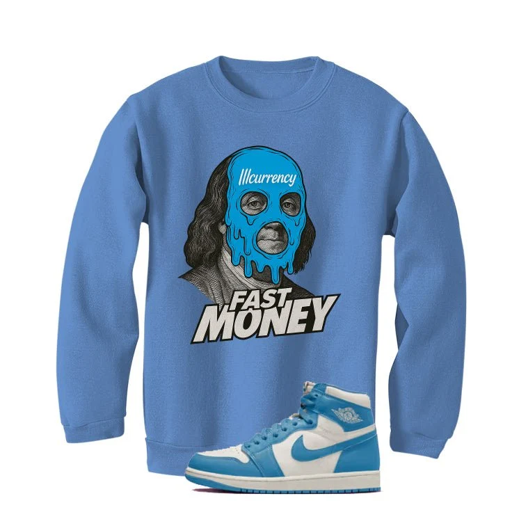 Air Jordan 1 High OG UNC Reimagined Carolina Blue T-Shirt (Fast Money)| illcurrency - Image 4