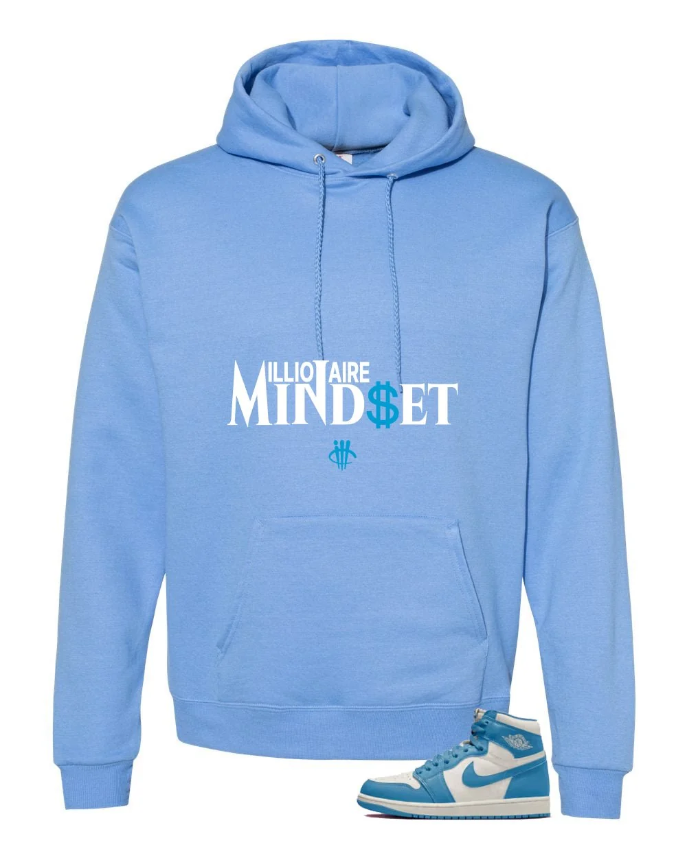 Air Jordan 1 High OG UNC Reimagined Carolina Blue T-Shirt (Millionaire Mindset)| illcurrency - Image 3