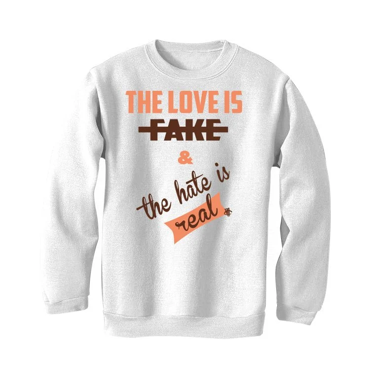 Air Jordan 1 High OG WMNS “Dusted Clay” | illcurrency White T-Shirt (Love is Fake) - Image 4