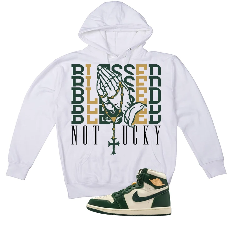 Air Jordan 1 High OG WMNS Fir Matching T-Shirt, Sweatshirts & Hoodies White T-Shirt (Blessed not lucky)| illcurrency - Image 3