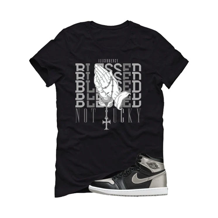 Air Jordan 1 High OG WMNS Satin Shadow Black T-Shirt (Blessed not lucky)| illcurrency - Image 2