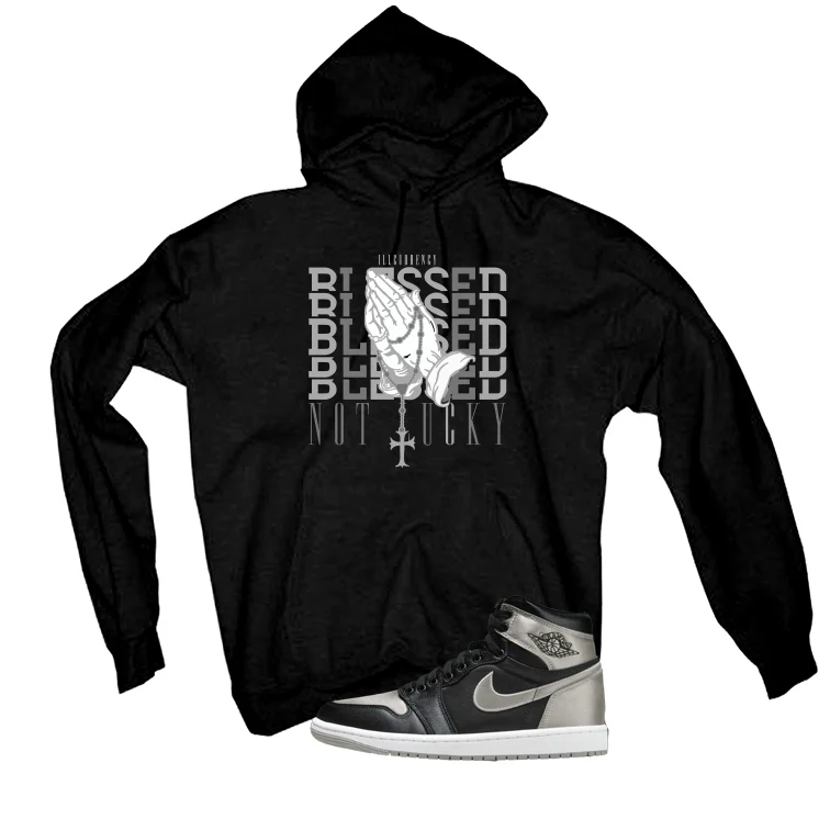 Air Jordan 1 High OG WMNS Satin Shadow Black T-Shirt (Blessed not lucky)| illcurrency - Image 3