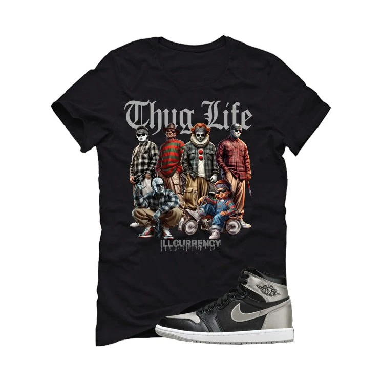 Air Jordan 1 High OG WMNS Satin Shadow Black T-Shirt (Thug Life Halloween)| illcurrency - Image 2