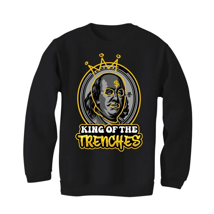 Air Jordan 1 High OG “Yellow Ochre” | illcurrency Black T-Shirt (king of the trenches) - Image 4