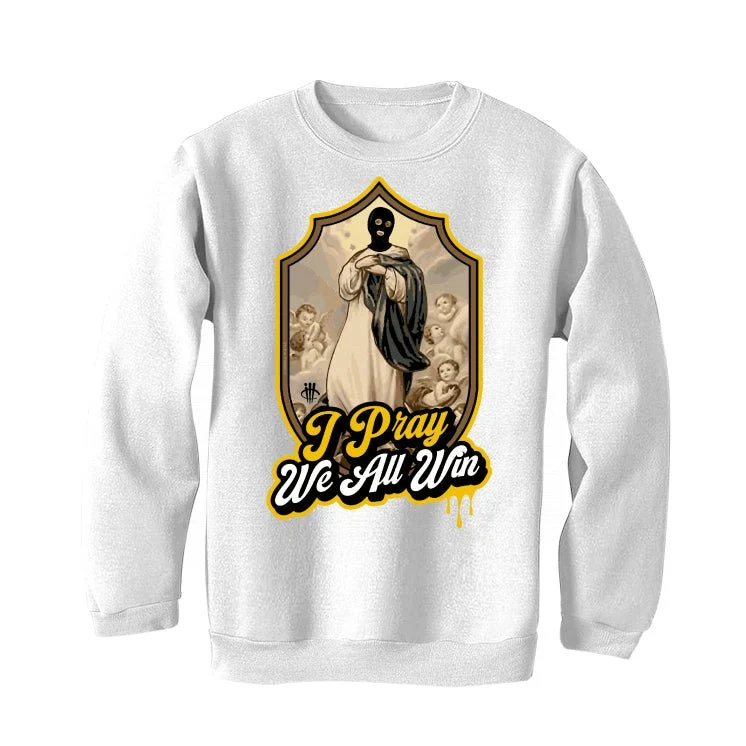 Air Jordan 1 High OG “Yellow Ochre” | illcurrency White T-Shirt (we all win) - Image 4