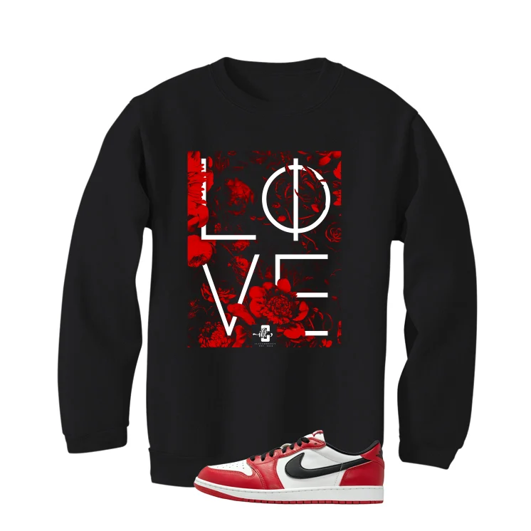 Air Jordan 1 Low OG Chicago Matching T-Shirt, Sweatshirts & Hoodies Black T-Shirt (Love)| illcurrency - Image 4