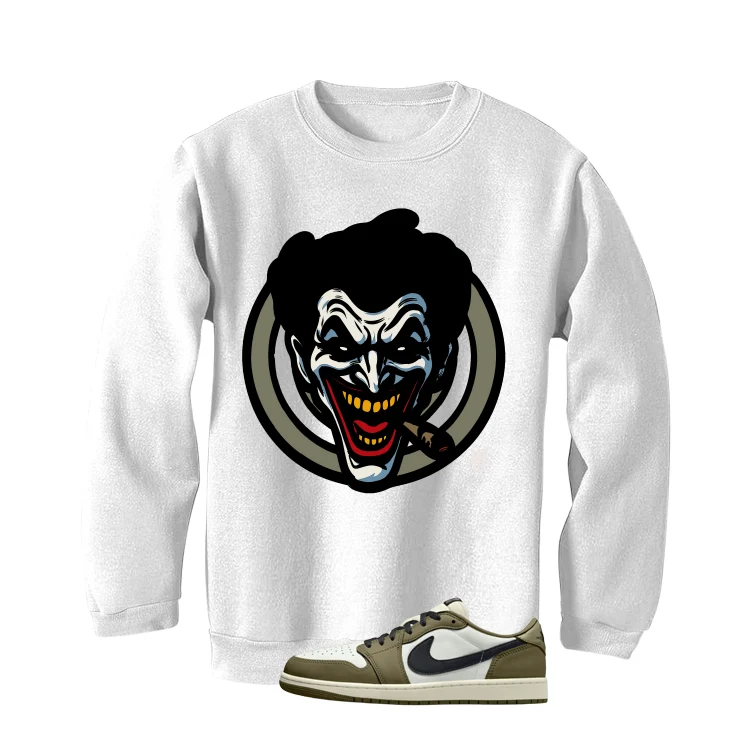 Air Jordan 1 Low OG Medium Olive Matching T-Shirt, Sweatshirts & Hoodies White T-Shirt (Joke The Joker)| illcurrency - Image 4