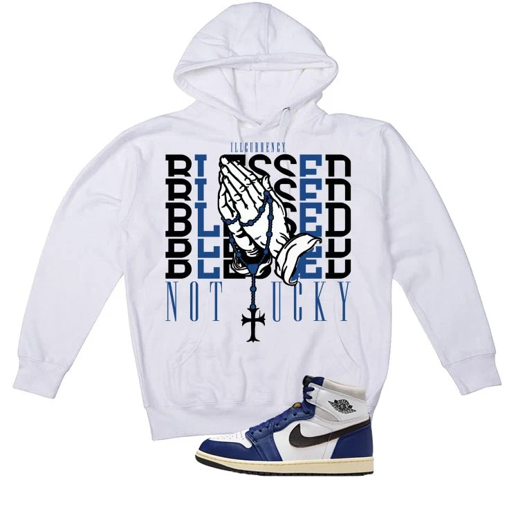 Air Jordan 1 Rare Air Deep Royal Blue White T-Shirt (Blessed not lucky)| illcurrency - Image 3