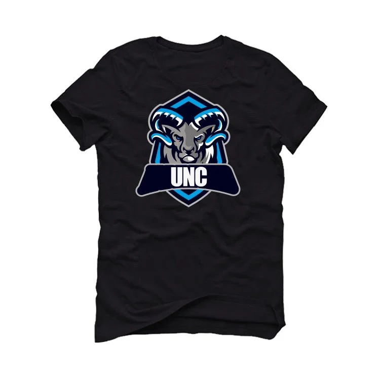 Air Jordan 1 "UNC Toe" | illcurrency Black T-Shirt (RAMMED HEAD) - Image 2
