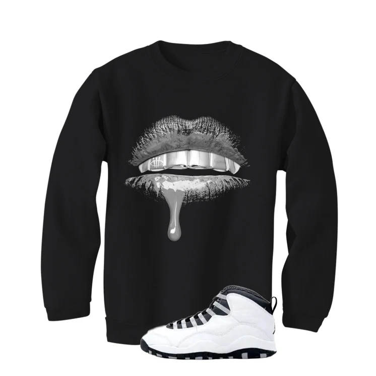Air Jordan 10 OG Steel Black T-Shirt (Lips)| illcurrency - Image 4