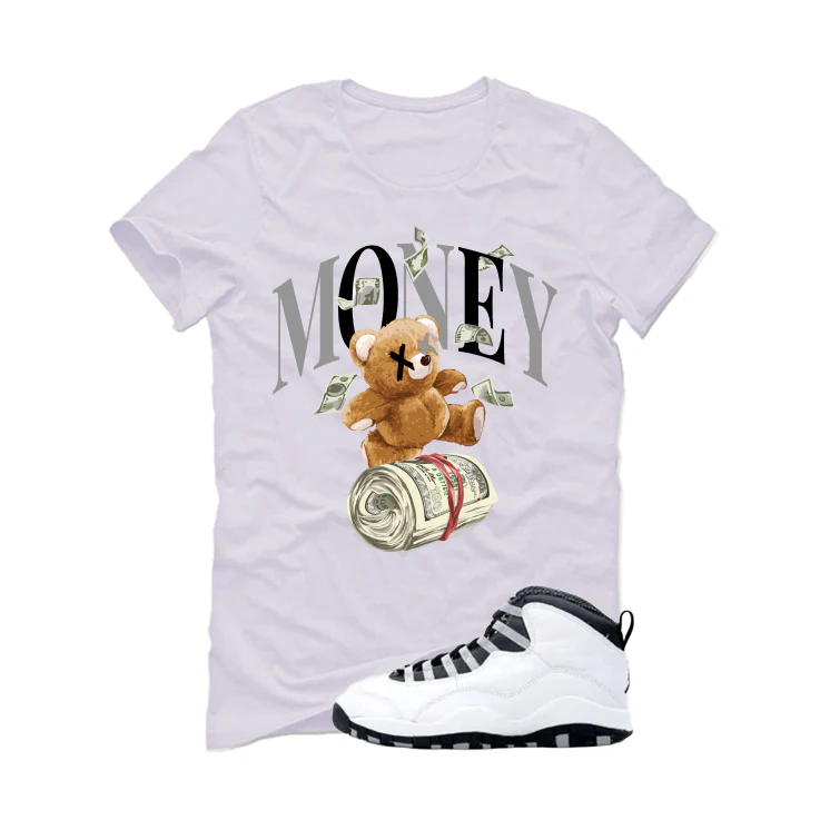 Air Jordan 10 OG Steel White T-Shirt (Money Bear Team)| illcurrency - Image 2