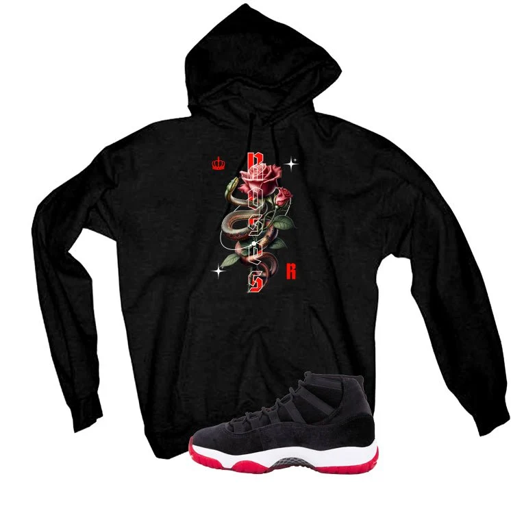 Air Jordan 11 Bred Velvet Black T-Shirt (SNAKE ROSES)| illcurrency - Image 3