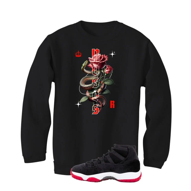 Air Jordan 11 Bred Velvet Black T-Shirt (SNAKE ROSES)| illcurrency - Image 4
