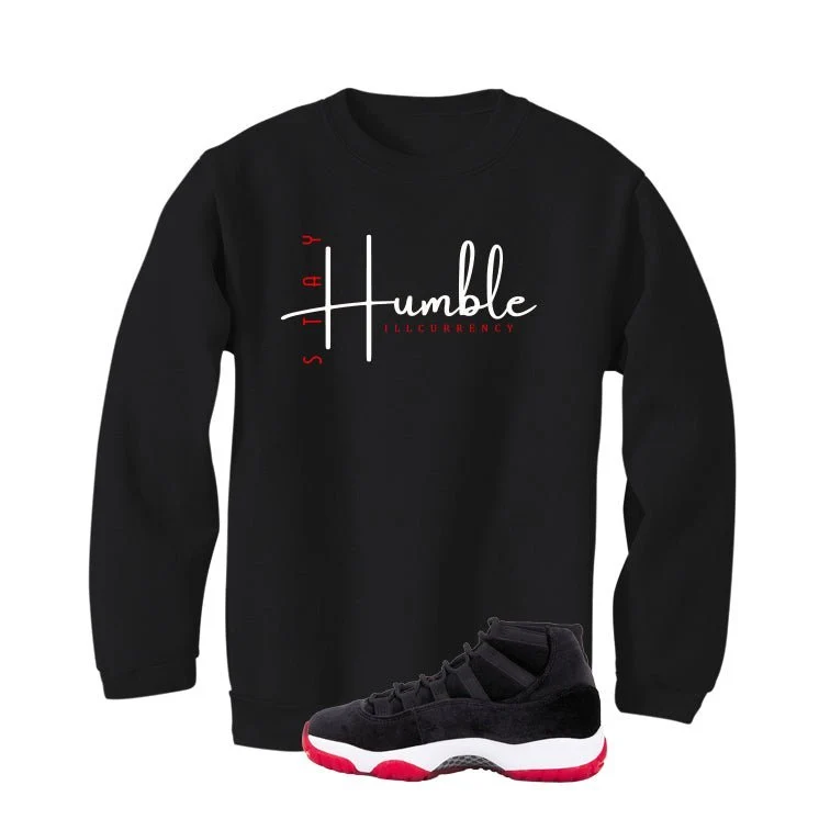 Air Jordan 11 Bred Velvet Black T-Shirt (Stay Humble)| illcurrency - Image 4