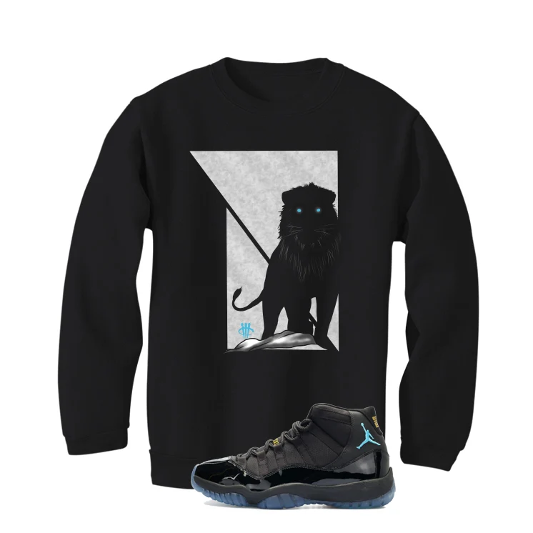 Air Jordan 11 Gamma Blue Matching T-Shirt, Sweatshirts & Hoodies Black T-Shirt (Lion)| illcurrency - Image 4