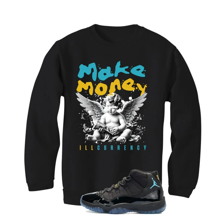 Air Jordan 11 Gamma Blue Matching T-Shirt, Sweatshirts & Hoodies Black T-Shirt (Make Money)| illcurrency - Image 4