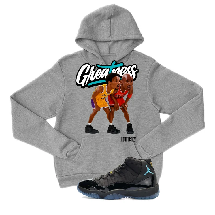 Air Jordan 11 Gamma Blue Matching T-Shirt, Sweatshirts & Hoodies Grey T-Shirt (Greatness)| illcurrency - Image 3