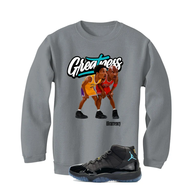 Air Jordan 11 Gamma Blue Matching T-Shirt, Sweatshirts & Hoodies Grey T-Shirt (Greatness)| illcurrency - Image 4