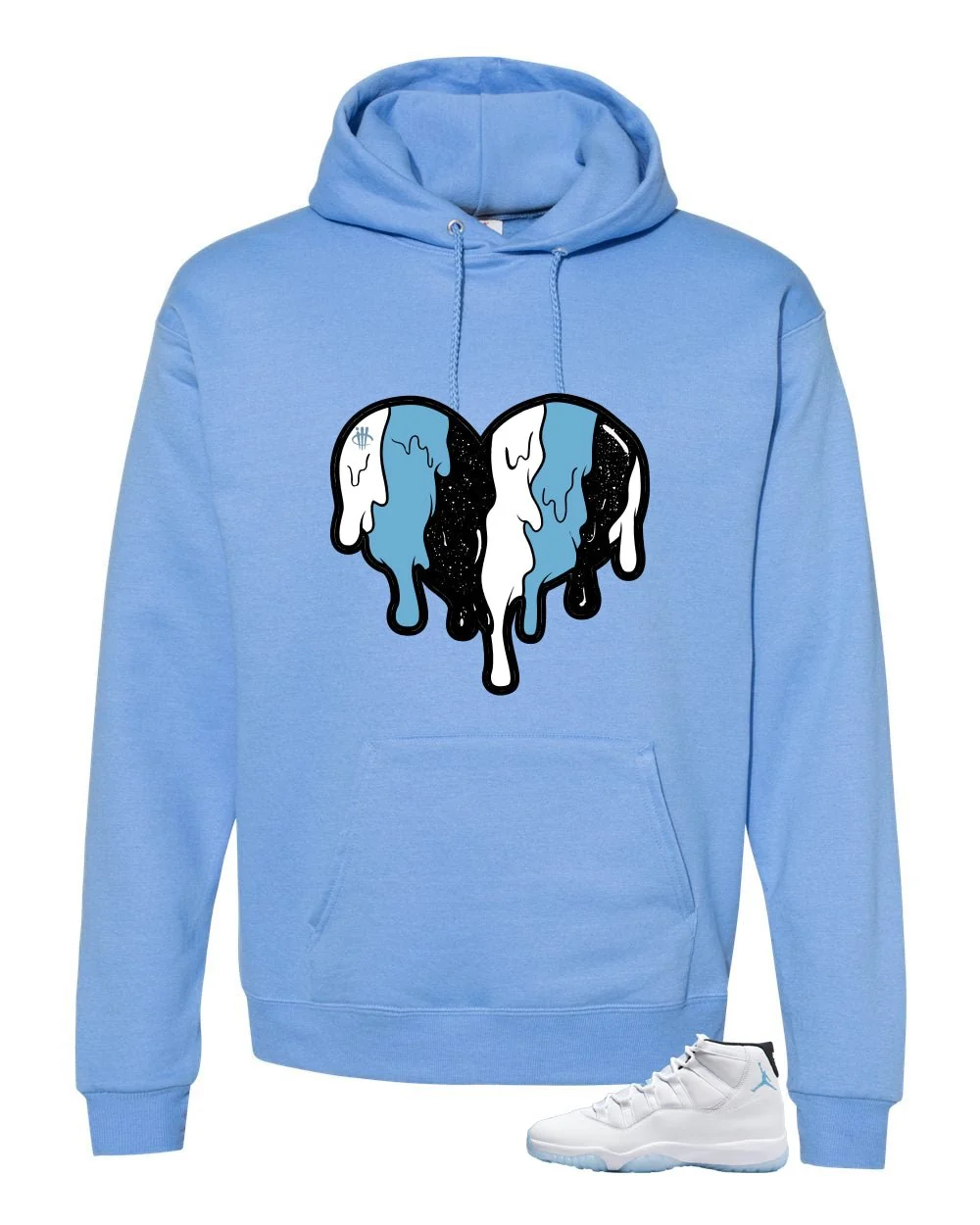 Air Jordan 11 Legend Blue Carolina Blue T-Shirt (Heart)| illcurrency - Image 3