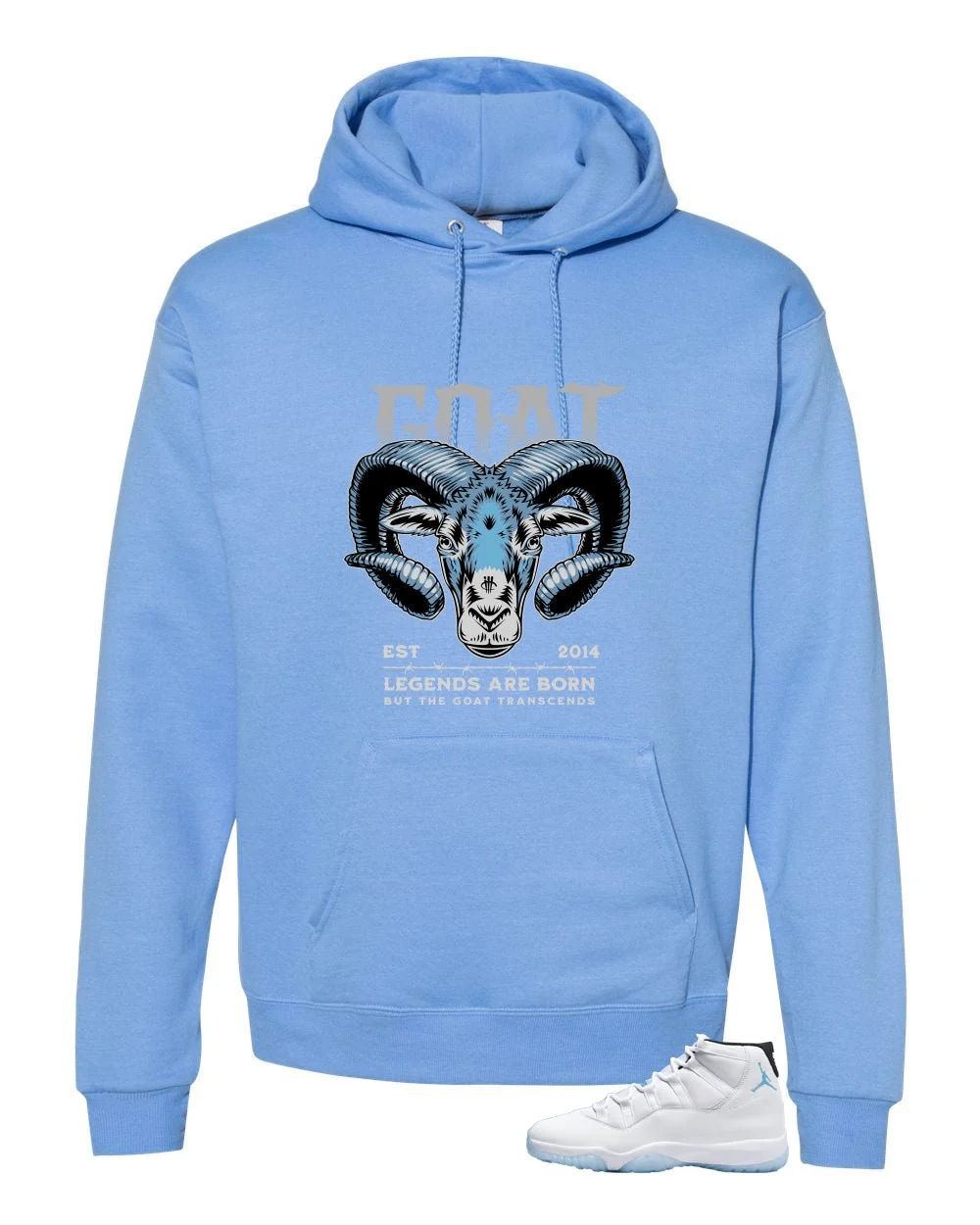 Air Jordan 11 Legend Blue Carolina Blue T-Shirt (Legends Are Born)| illcurrency - Image 3