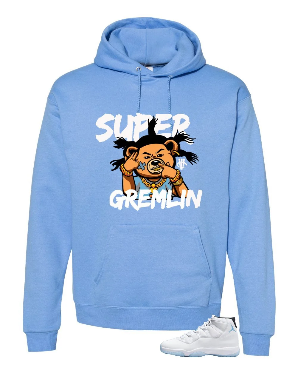 Air Jordan 11 Legend Blue Carolina Blue T-Shirt (Super Gremlin)| illcurrency - Image 3