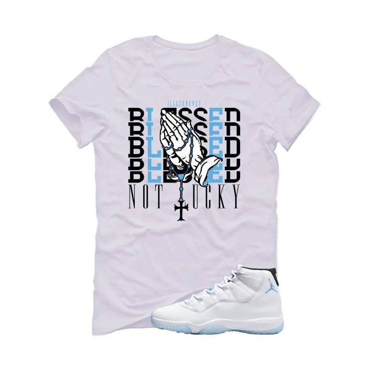 Air Jordan 11 Legend Blue White T-Shirt (Blessed not lucky)| illcurrency - Image 2