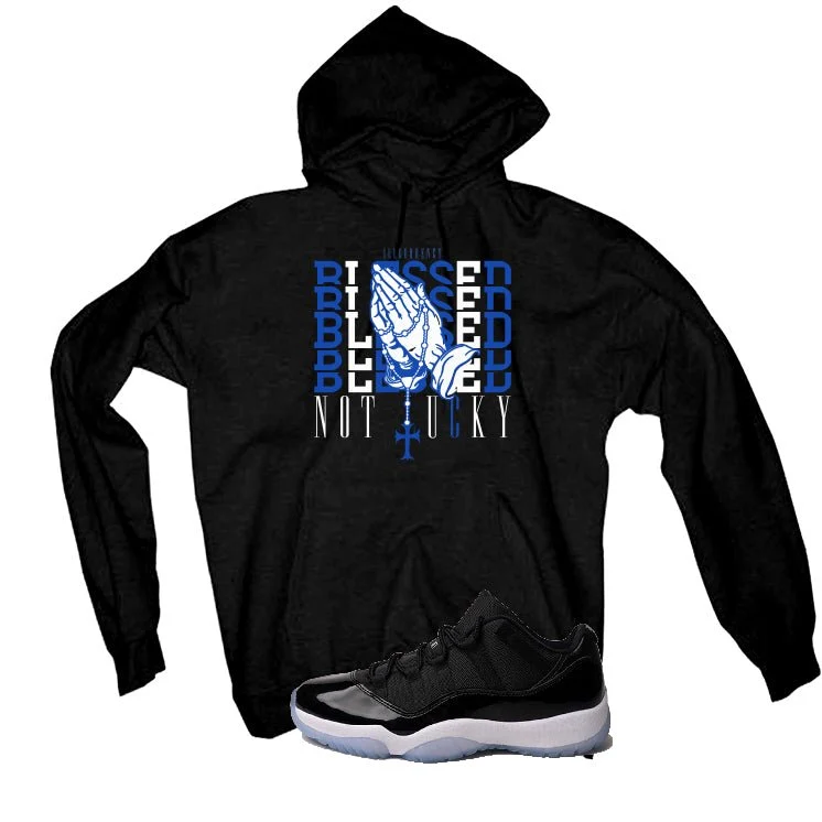 Air Jordan 11 Low “Space Jam” | illcurrency Black T-Shirt (Blessed not lucky) - Image 3
