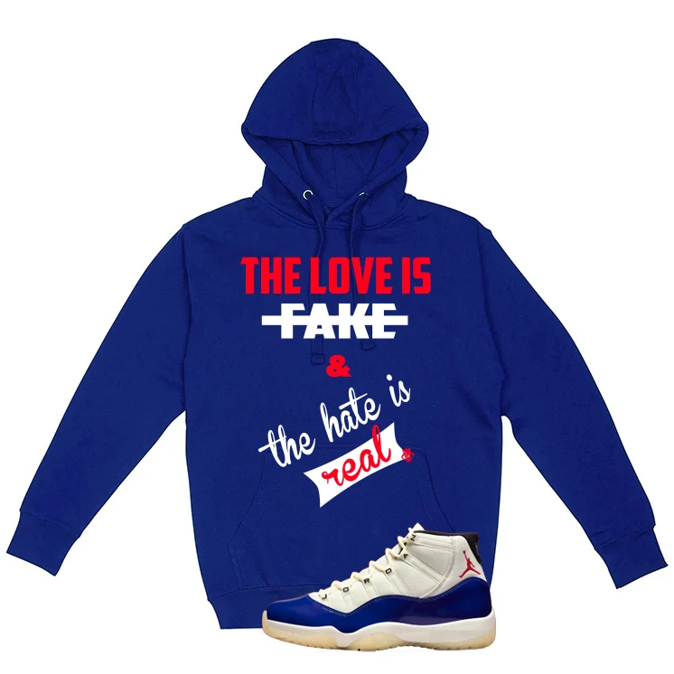 Air Jordan 11 Rare Air Matching T-Shirt, Sweatshirts & Hoodies Royal Blue T-Shirt (Love Is Fake)| illcurrency - Image 3