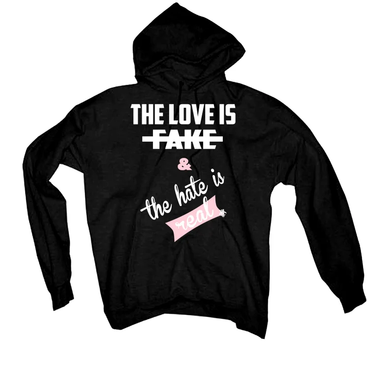 Air Jordan 11 WMNS “Neapolitan” | illcurrency Black T-Shirt (Love is Fake) - Image 3