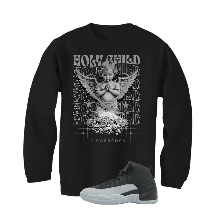 Air Jordan 12 Black/Wolf Grey Black T-Shirt (Holy Child)| illcurrency - Image 4
