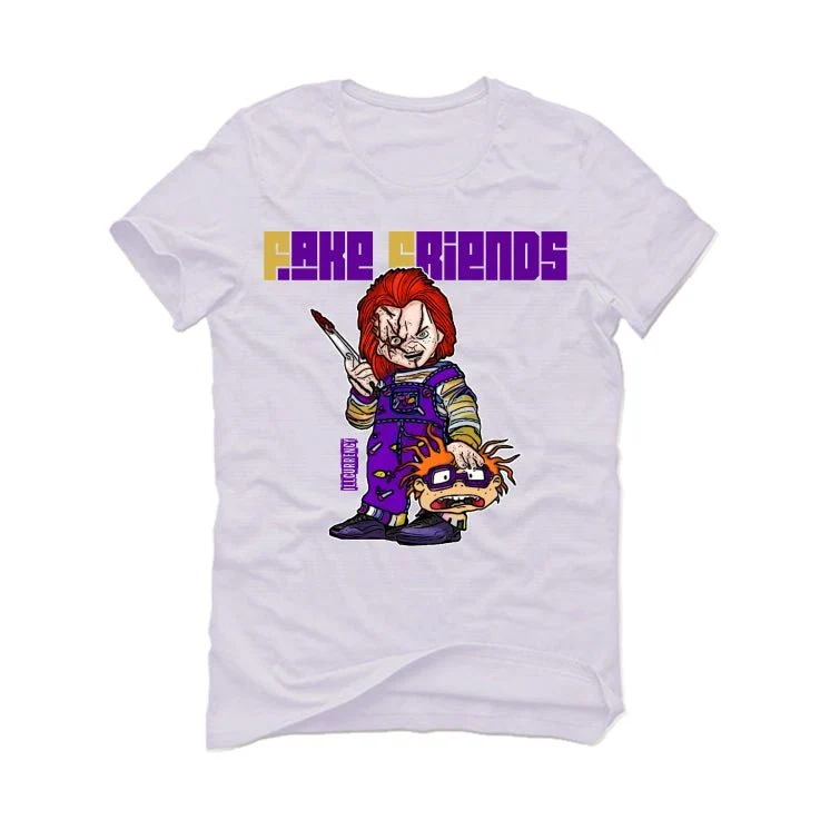 Air Jordan 12 Field Purple - White T-Shirt (Fake Friends 2) - Image 2