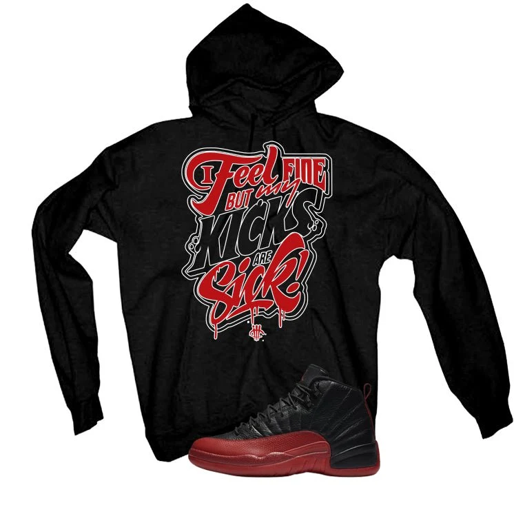Air Jordan 12 Flu Game 2025 Black T-Shirt (Kicks Are Sick)| illcurrency - Image 3