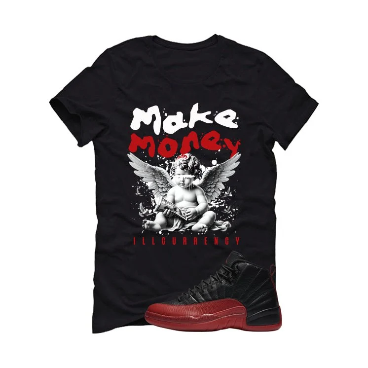 Air Jordan 12 Flu Game 2025 Black T-Shirt (Make Money)| illcurrency - Image 2