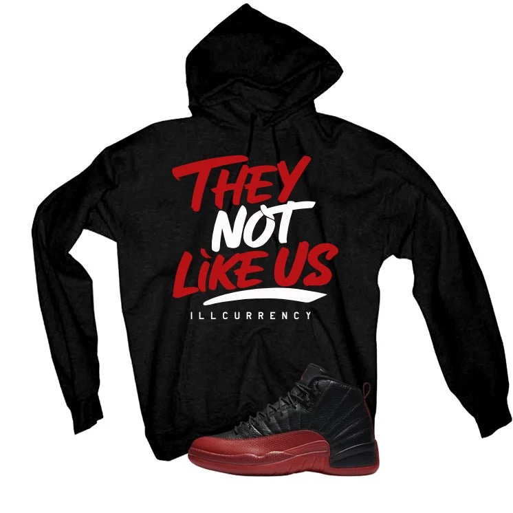 Air Jordan 12 Flu Game 2025 Black T-Shirt (They not like us)| illcurrency - Image 3