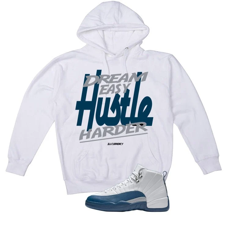 Air Jordan 12 French Blue White T-Shirt (Hustle Harder)| illcurrency - Image 3
