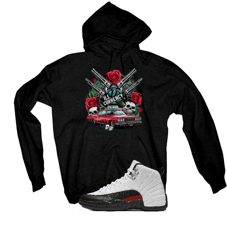 Air Jordan 12 “Red Taxi” | illcurrency Black T-Shirt (Vintage Illcurrency) - Image 3